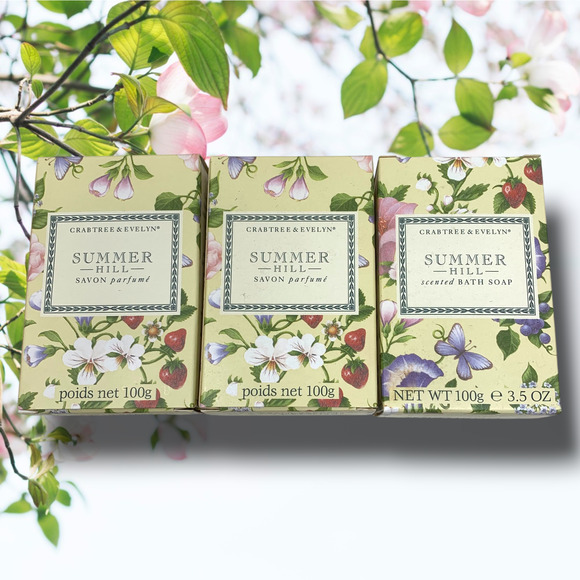 Lot 3 x NEW Crabtree & Evelyn SUMMER HILL Triple Milled Soap 3.5 oz Each Boxed - Picture 1 of 4